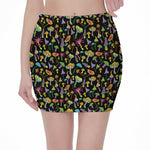Psychedelic Mushroom Pattern Print Pencil Mini Skirt