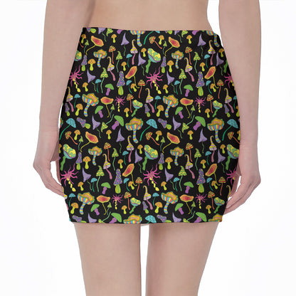 Psychedelic Mushroom Pattern Print Pencil Mini Skirt