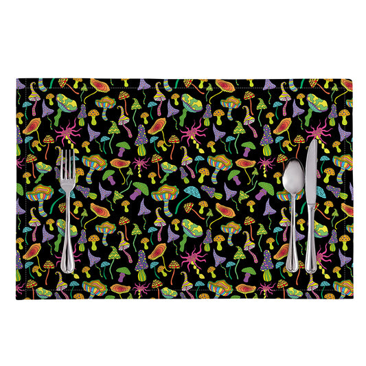 Psychedelic Mushroom Pattern Print Placemat
