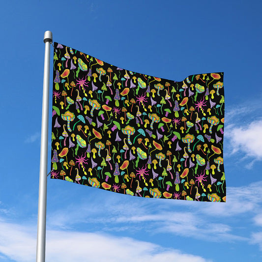 Psychedelic Mushroom Pattern Print Polyester Flag