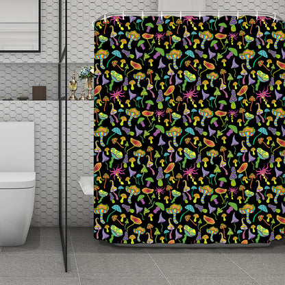 Psychedelic Mushroom Pattern Print Polyester Shower Curtain