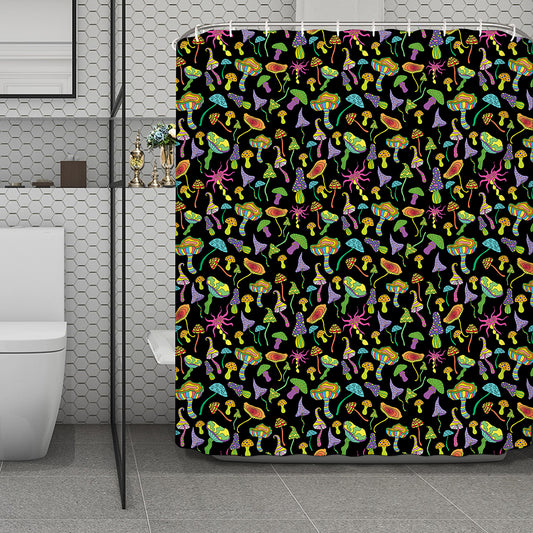 Psychedelic Mushroom Pattern Print Polyester Shower Curtain