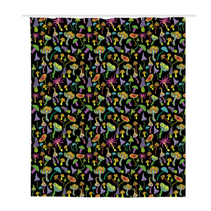 Psychedelic Mushroom Pattern Print Polyester Shower Curtain