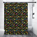 Psychedelic Mushroom Pattern Print Premium Shower Curtain