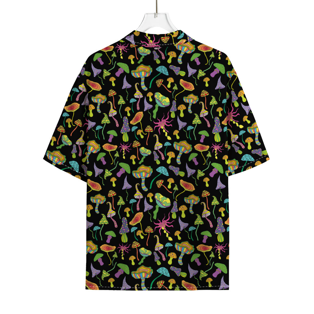 Psychedelic Mushroom Pattern Print Rayon Hawaiian Shirt