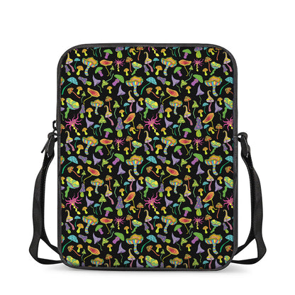 Psychedelic Mushroom Pattern Print Rectangular Crossbody Bag