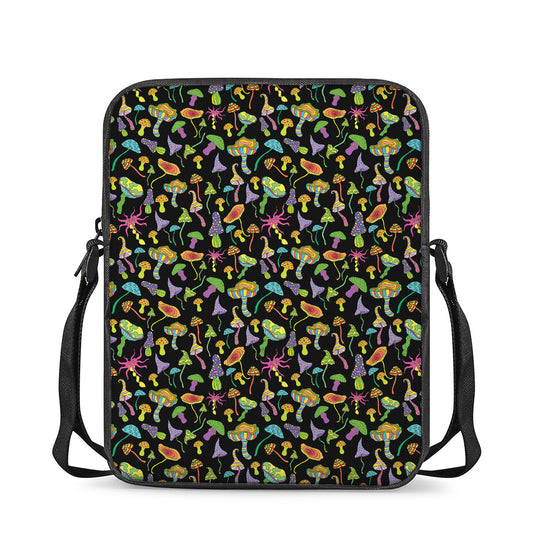 Psychedelic Mushroom Pattern Print Rectangular Crossbody Bag