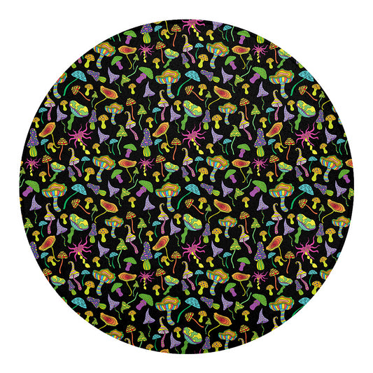 Psychedelic Mushroom Pattern Print Round Blanket