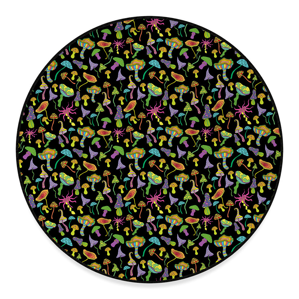 Psychedelic Mushroom Pattern Print Round Floor Mat