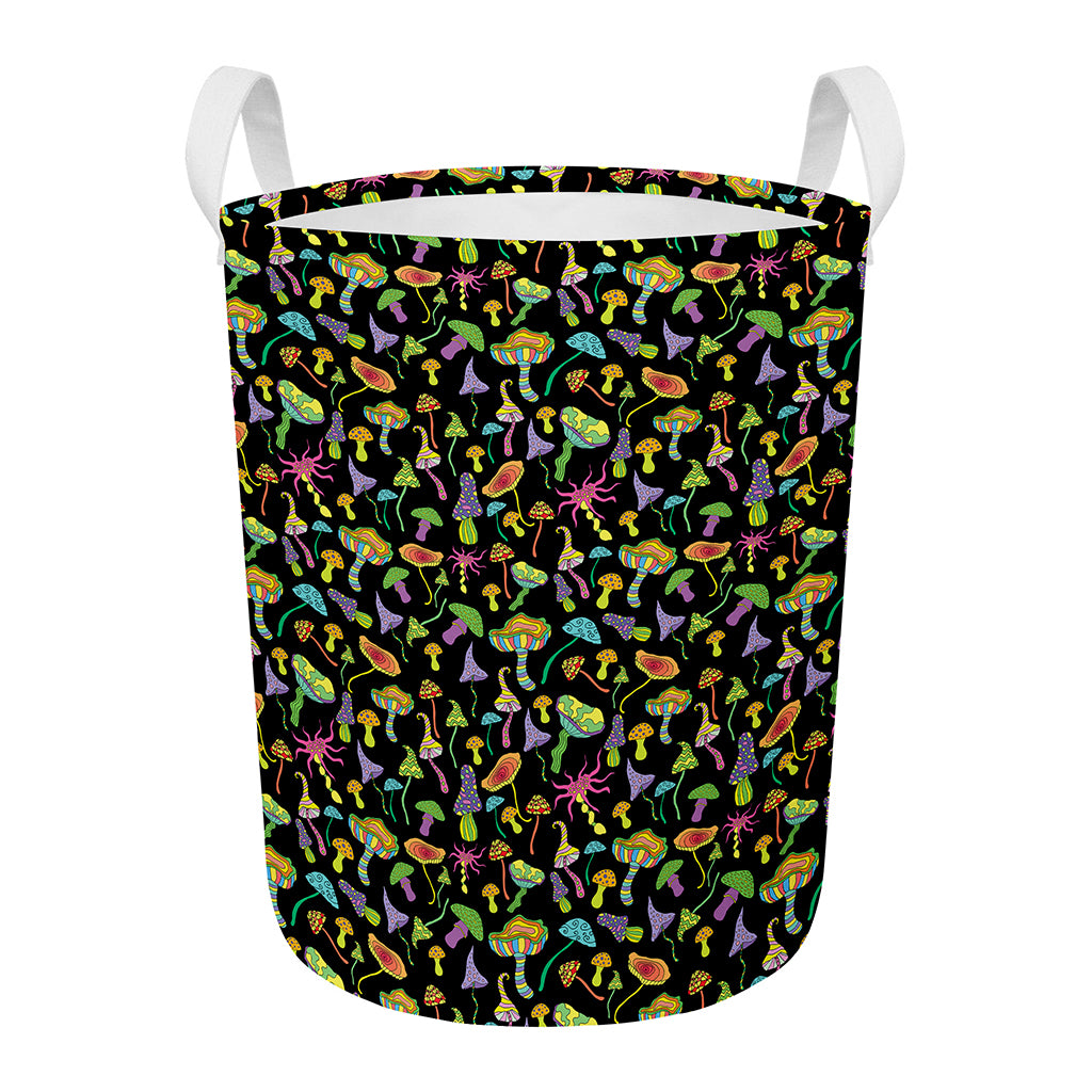 Psychedelic Mushroom Pattern Print Round Laundry Basket