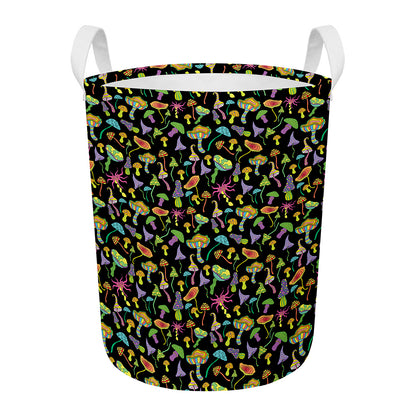 Psychedelic Mushroom Pattern Print Round Laundry Basket