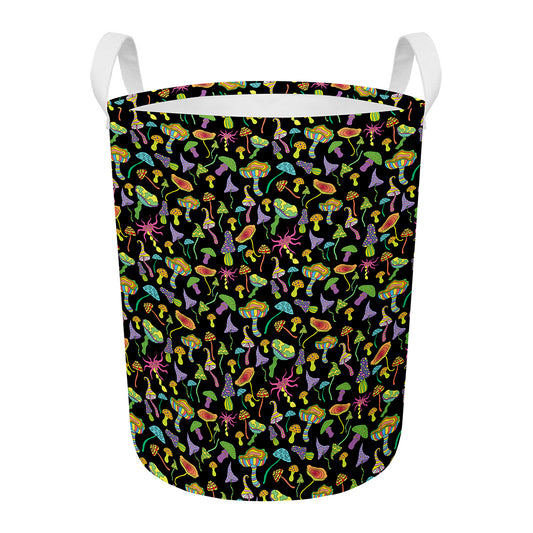Psychedelic Mushroom Pattern Print Round Laundry Basket