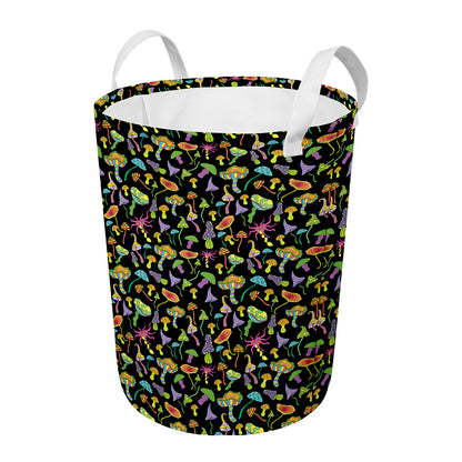 Psychedelic Mushroom Pattern Print Round Laundry Basket