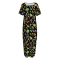 Psychedelic Mushroom Pattern Print Short Sleeve Long Nightdress
