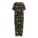Psychedelic Mushroom Pattern Print Short Sleeve Long Nightdress