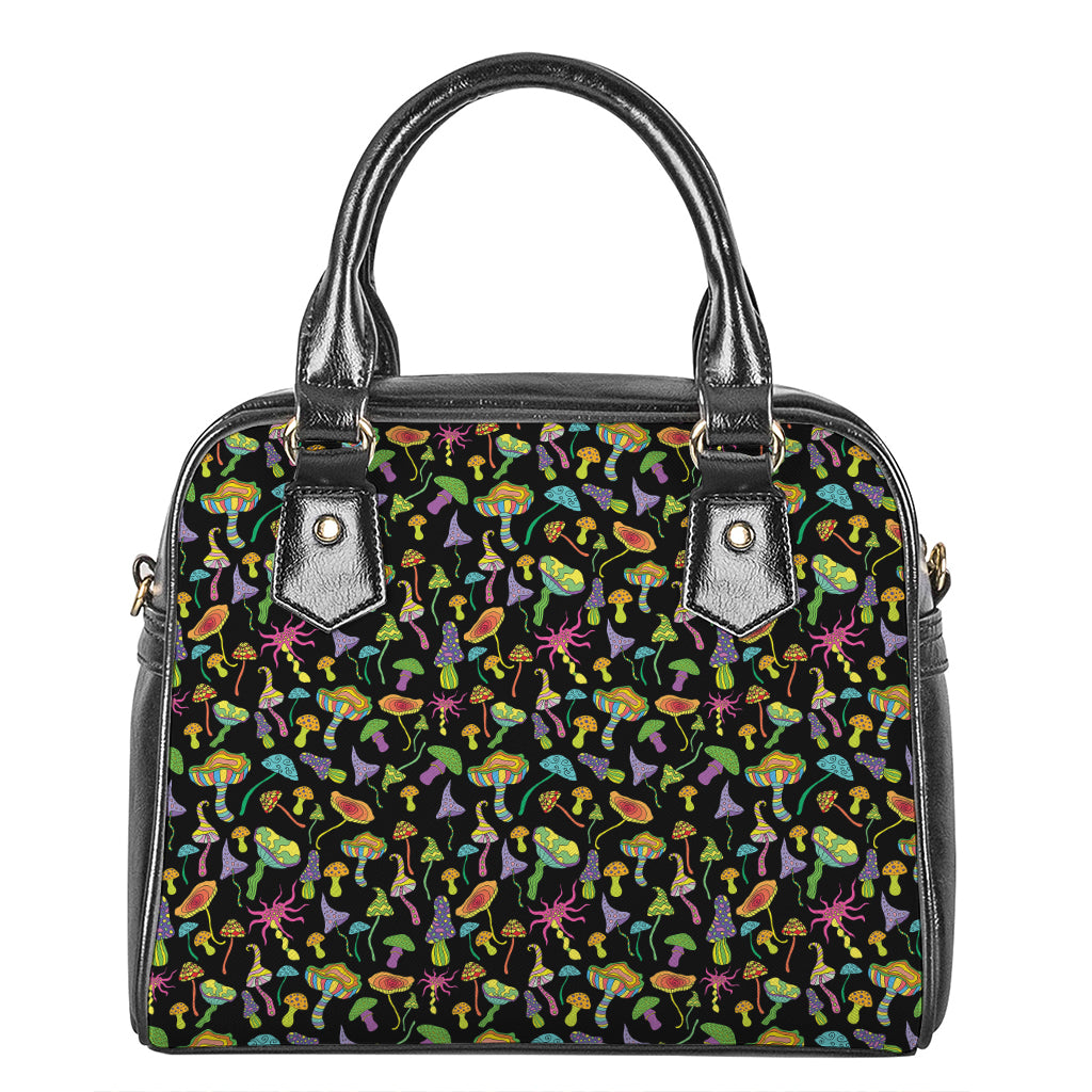 Psychedelic Mushroom Pattern Print Shoulder Handbag