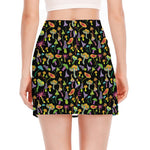 Psychedelic Mushroom Pattern Print Side Slit Mini Skirt