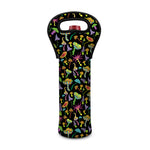 Psychedelic Mushroom Pattern Print Single Neoprene Wine Tote