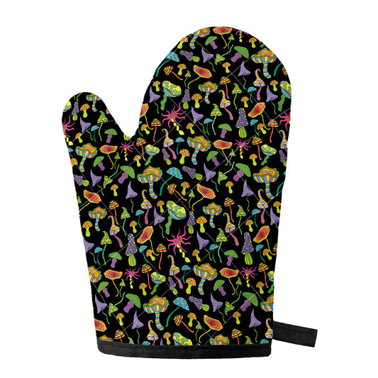 Psychedelic Mushroom Pattern Print Single Oven Mitt