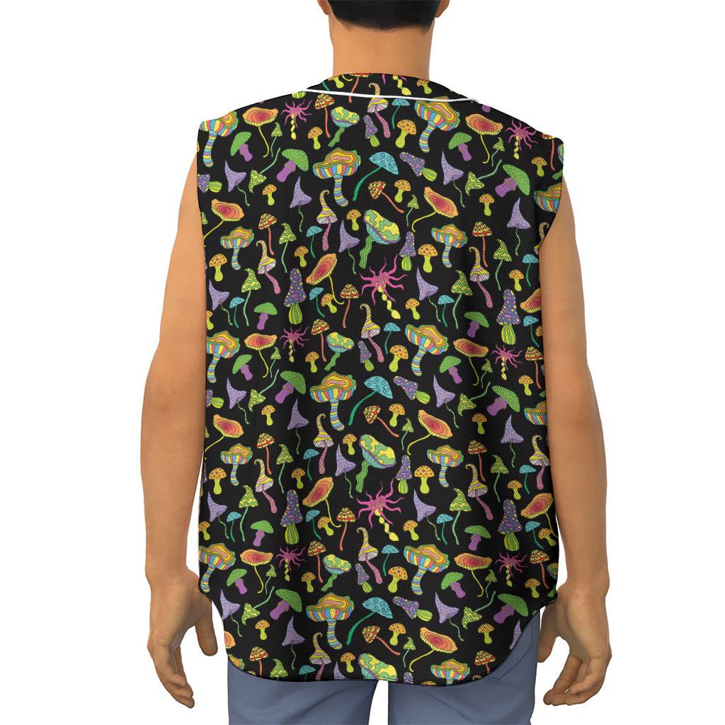 Psychedelic Mushroom Pattern Print Sleeveless Baseball Jersey