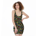 Psychedelic Mushroom Pattern Print Sleeveless Bodycon Dress