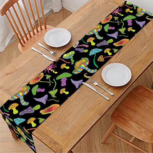 Psychedelic Mushroom Pattern Print Table Runner