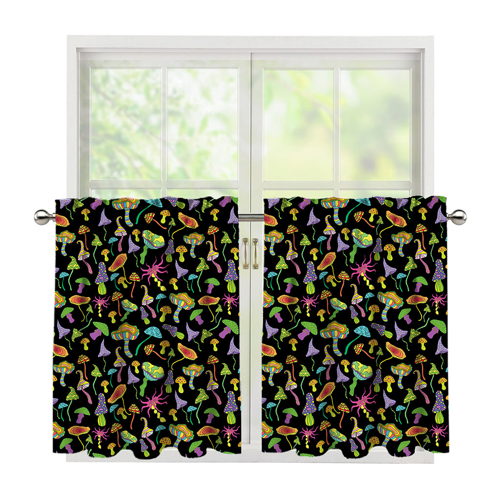 Psychedelic Mushroom Pattern Print Tier Curtains