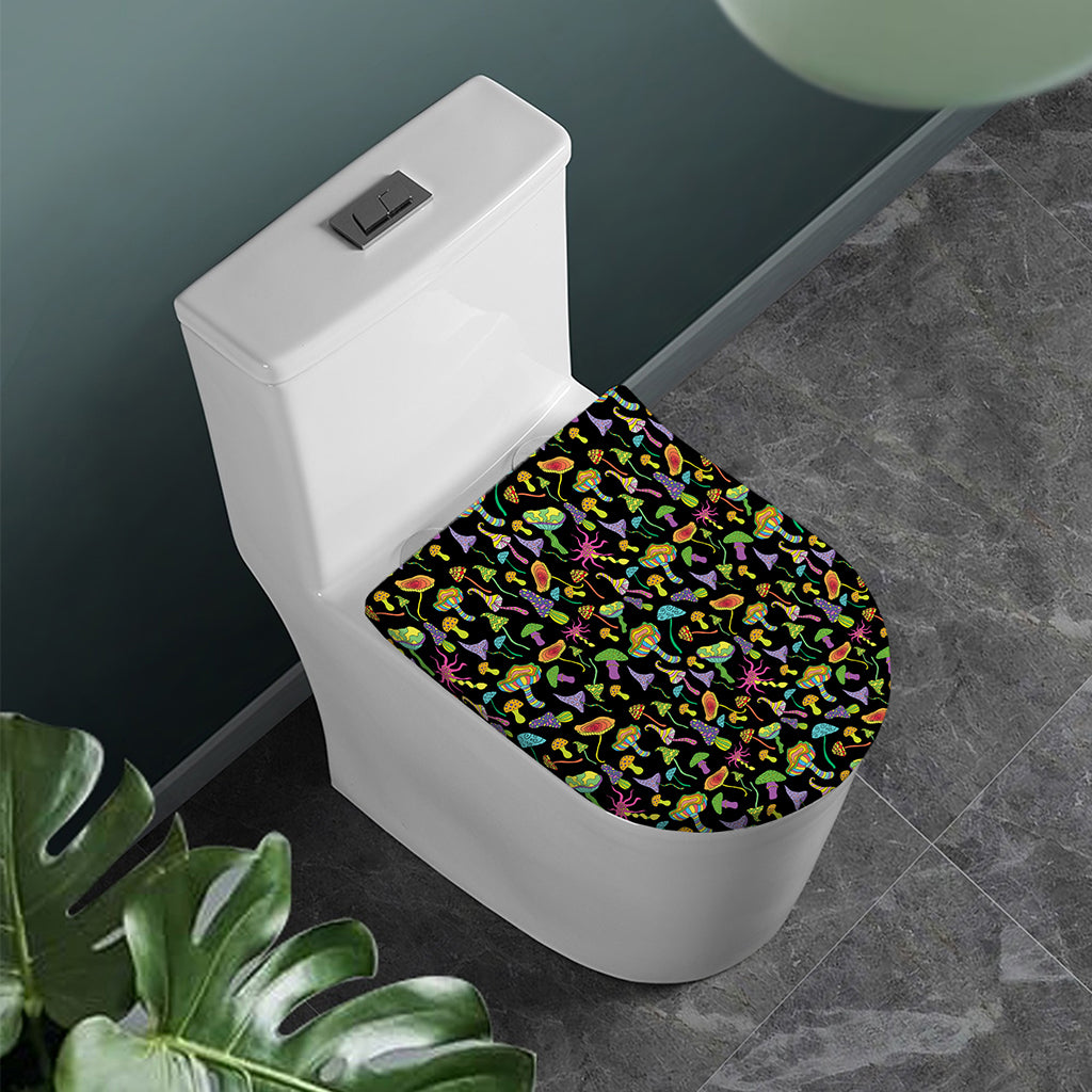 Psychedelic Mushroom Pattern Print Toilet Lid Cover