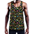 Psychedelic Mushroom Pattern Print Men's Workout Tank Top