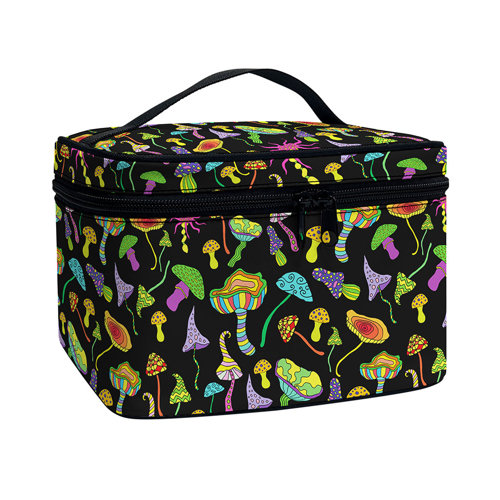 Psychedelic Mushroom Pattern Print Travel Makeup Bag