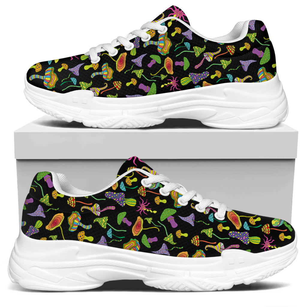 Psychedelic Mushroom Pattern Print White Chunky Shoes