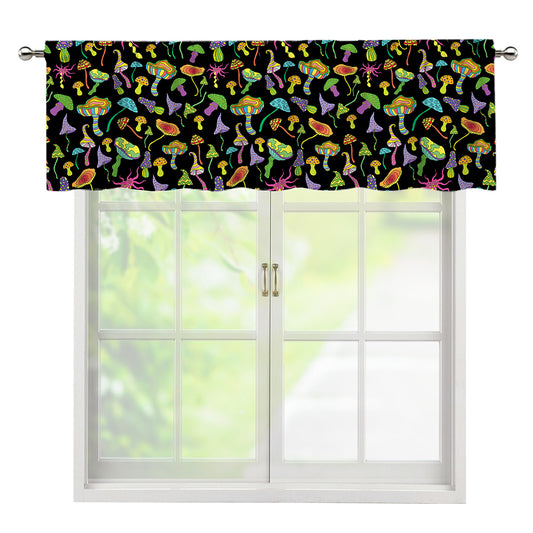 Psychedelic Mushroom Pattern Print Window Valance