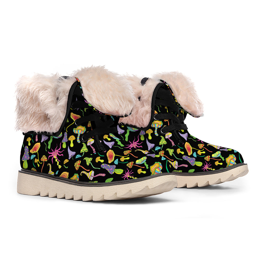 Psychedelic Mushroom Pattern Print Winter Boots