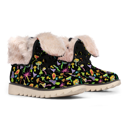 Psychedelic Mushroom Pattern Print Winter Boots