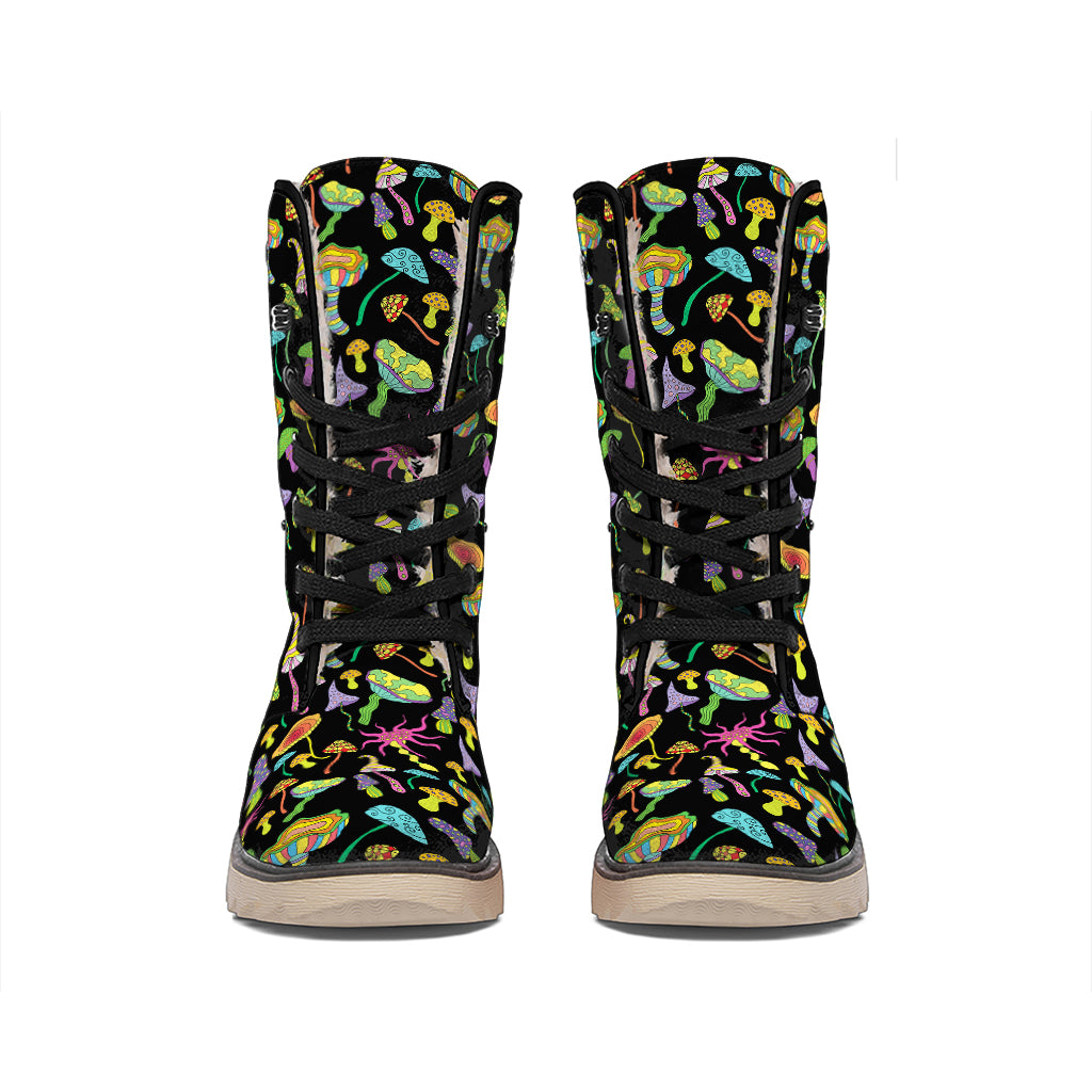Psychedelic Mushroom Pattern Print Winter Boots