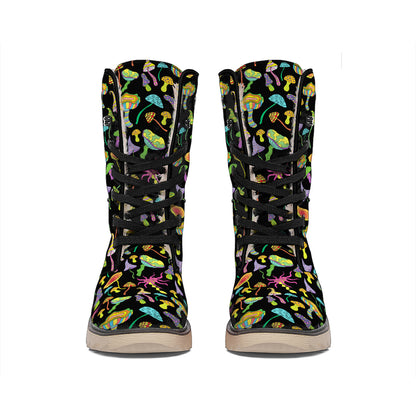 Psychedelic Mushroom Pattern Print Winter Boots
