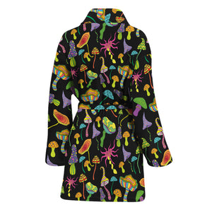 Psychedelic Mushroom Pattern Print Women's Bathrobe