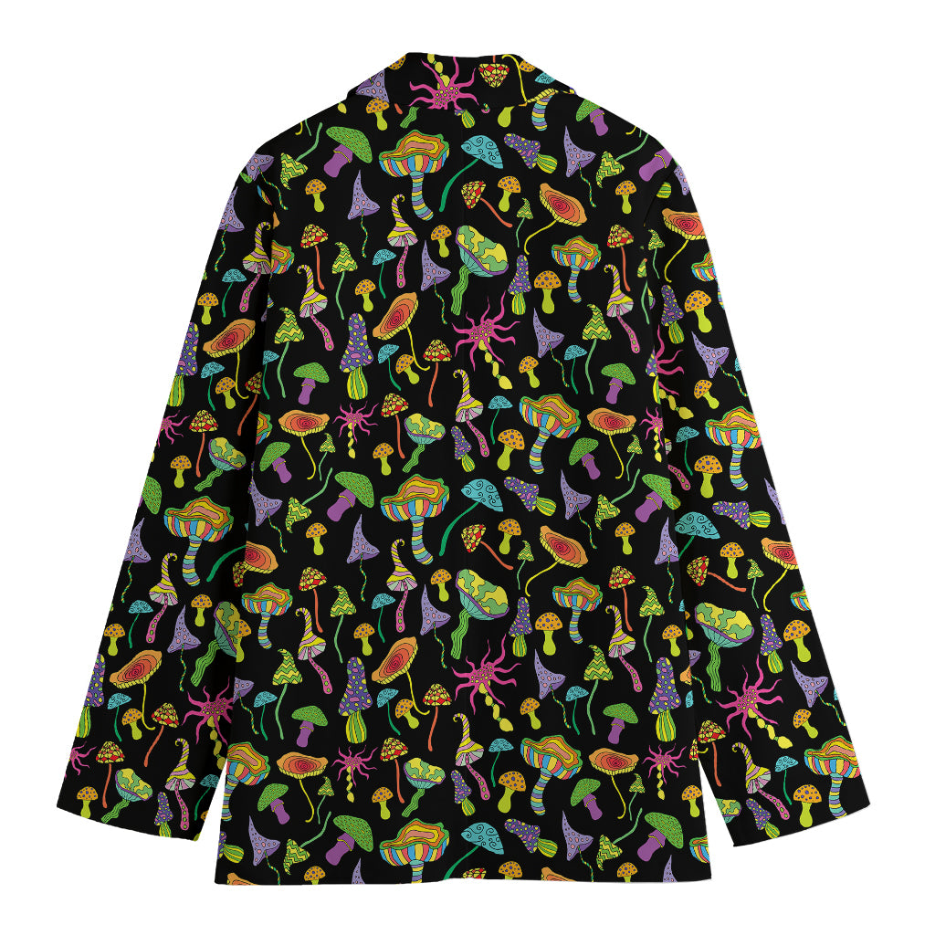 Psychedelic Mushroom Pattern Print Women's Blazer