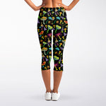 Psychedelic Mushroom Pattern Print Women's Capri Leggings