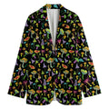 Psychedelic Mushroom Pattern Print Women's Cotton Blazer