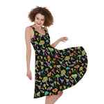 Psychedelic Mushroom Pattern Print Women's Sleeveless Dress