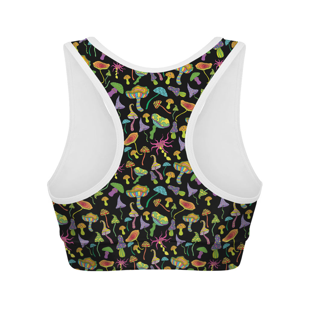 Psychedelic Mushroom Pattern Print Women's Sports Bra