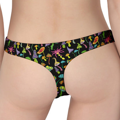Psychedelic Mushroom Pattern Print Women's Thong
