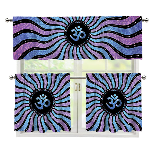 Psychedelic Om Print 3 Piece Kitchen Curtains
