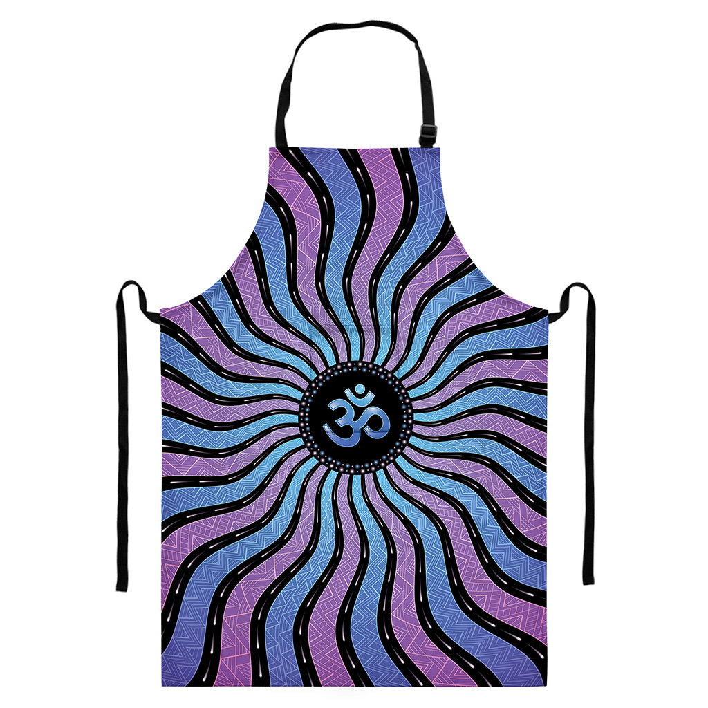 Psychedelic Om Print Bib Apron With Pocket