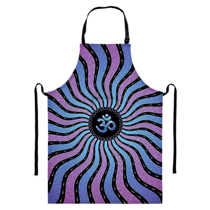 Psychedelic Om Print Bib Apron With Pocket