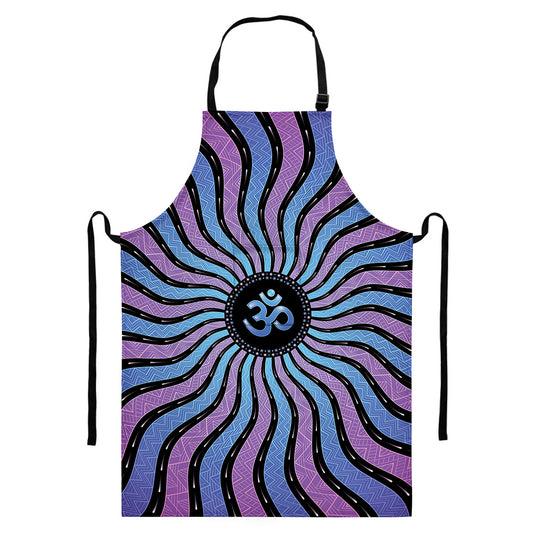 Psychedelic Om Print Bib Apron With Pocket