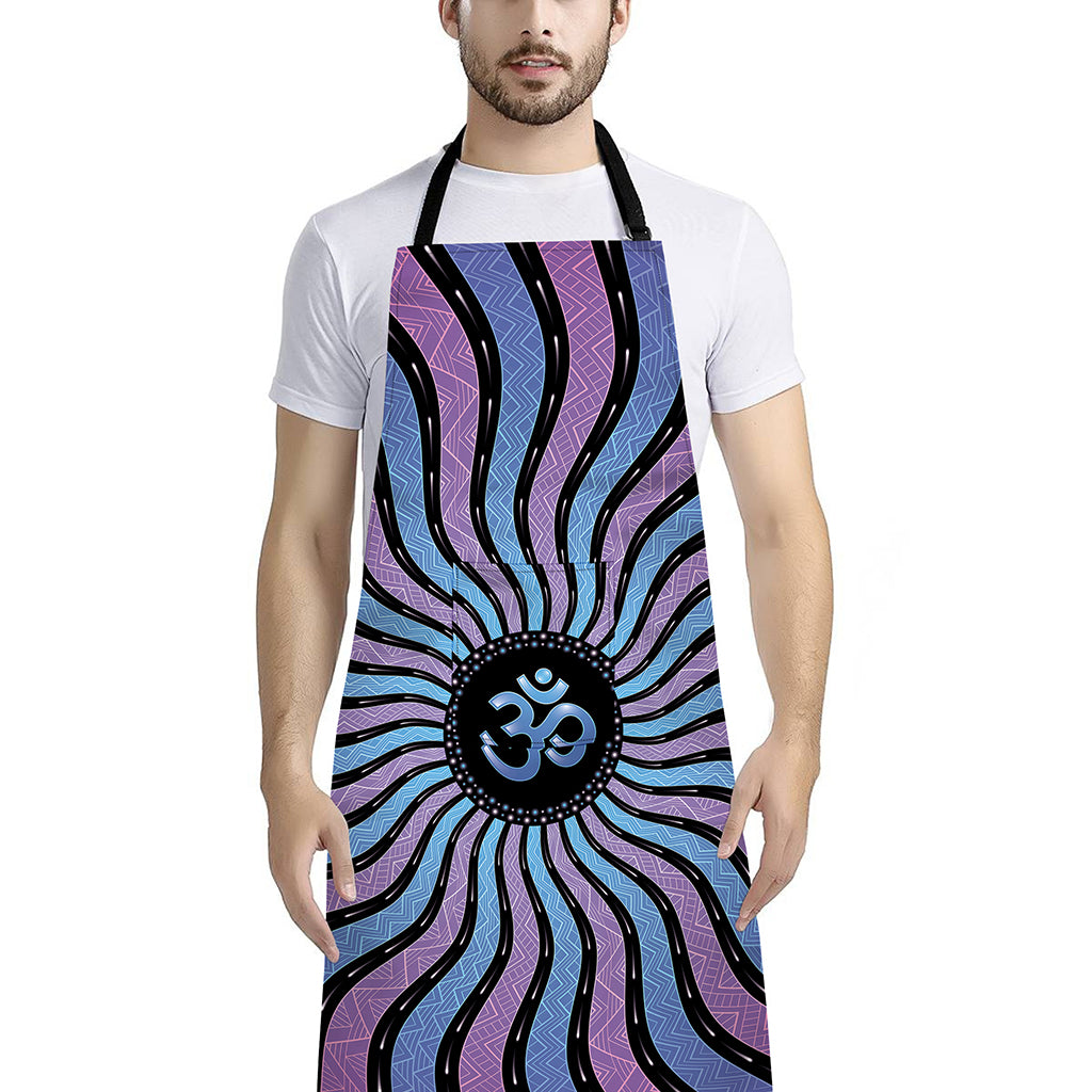 Psychedelic Om Print Bib Apron With Pocket