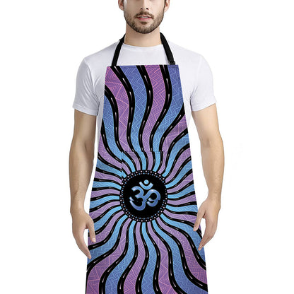 Psychedelic Om Print Bib Apron With Pocket