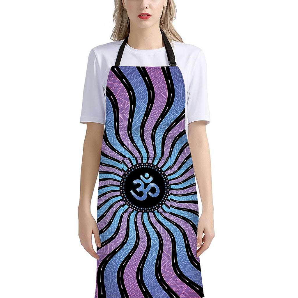 Psychedelic Om Print Bib Apron With Pocket